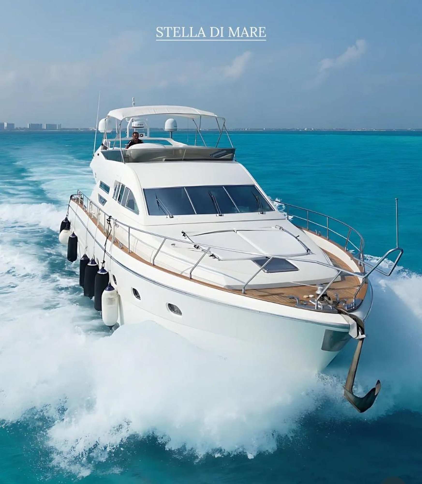 Stella 70 ft BT Yacht with Flybridge — overnight charter Cancun