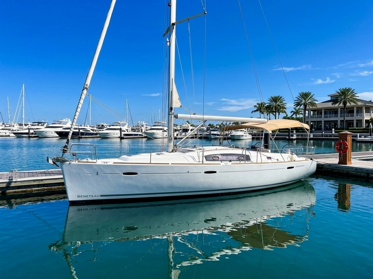 Velero Beneteau Oceanis 43 para charters íntimos con pernocta en Cancún, velero clásico con capitán, chef y marinero a bordo